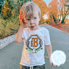Load image into Gallery viewer, Halloween Crest Tee – Ghost Monogram Shirt