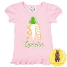 Load image into Gallery viewer, Carrot Trio with name Ruffle Tee
