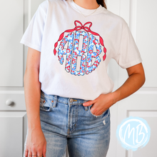 Load image into Gallery viewer, Red, White and Blue Leopard Monogram Tee