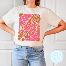 Load image into Gallery viewer, Groovy Pumpkin & Flowers Adult Tee