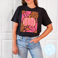 Load image into Gallery viewer, Groovy Pumpkin & Flowers Adult Tee