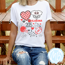 Load image into Gallery viewer, Alabama Game Day Collage Tee | School Spirit | Women&#39;s Tee | Youth Tee | Football | Alabama
