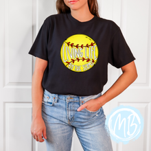 Load image into Gallery viewer, Living Life By The Seams Softball Tee