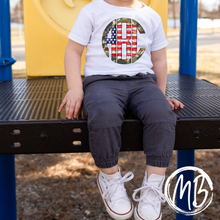 Load image into Gallery viewer, Camo American Flag Monogram Tee