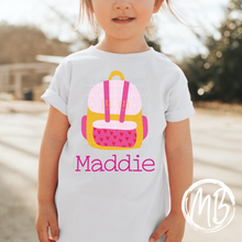 Load image into Gallery viewer, Pink Backpack w/name Tee