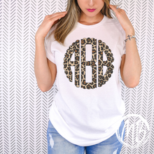Load image into Gallery viewer, Leopard Monogram Tee | Monogram | Women's Tee | Youth Tee |