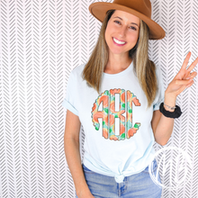 Load image into Gallery viewer, Peach Monogram Tee | Monogram | Women's Tee | Youth Tee |