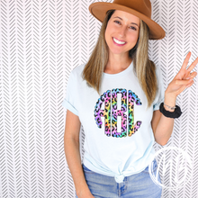Load image into Gallery viewer, Rainbow Leopard Monogram Tee | Monogram | Women's Tee | Youth Tee |