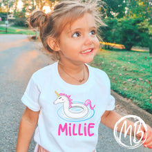 Load image into Gallery viewer, Unicorn Float w/name Tee