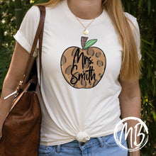 Load image into Gallery viewer, Leopard Apple w/name Adult Tee