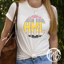 Load image into Gallery viewer, Scallop Pencil Monogram Adult Tee