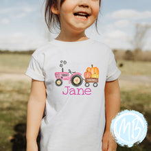 Load image into Gallery viewer, Tractor w/name Girl's Tee