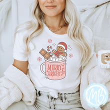 Load image into Gallery viewer, Merry & Bright Tee | Women | Christmas | Santa | Adult |