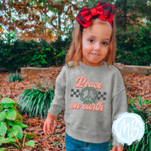 Load image into Gallery viewer, Peace on Earth Sweatshirt | Christmas | Toddler | Baby | Girl | Santa |