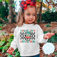Load image into Gallery viewer, Rollin' Into Christmas Tree Sweatshirt | Christmas | Toddler | Baby | Girl | Santa |