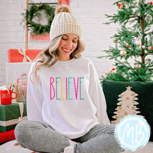 Load image into Gallery viewer, Believe Colorful Sweatshirt | Women | Christmas | Santa |