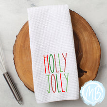 Load image into Gallery viewer, Holly Jolly Tea Towel | Christmas Décor | Kitchen Towel | Hand Towel | Santa |
