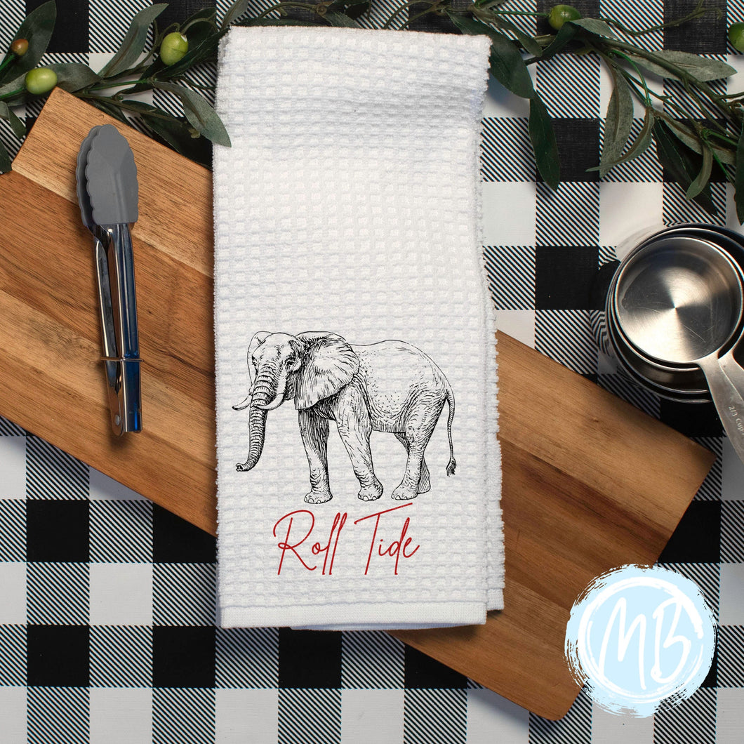 Alabama Elephant Tea Towel | Fall Décor | Kitchen Towel | Hand Towel | Football |
