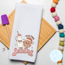 Load image into Gallery viewer, Tis the Season Tea Towel | Christmas Décor | Kitchen Towel | Hand Towel | Santa |