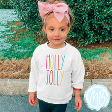 Load image into Gallery viewer, Holly Jolly Colorful Sweatshirt | Christmas | Toddler | Baby | Girl | Santa |