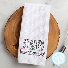 Load image into Gallery viewer, Tuscaloosa Coordinates Tea Towel