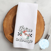 Load image into Gallery viewer, Believe in Magic Tea Towel | Christmas Décor | Kitchen Towel | Hand Towel | Santa |