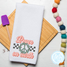 Load image into Gallery viewer, Peace on Earth Tea Towel | Christmas Décor | Kitchen Towel | Hand Towel | Santa |