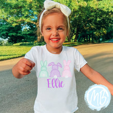 Load image into Gallery viewer, Pink Bunny Trio with name Toddler & Youth Tee