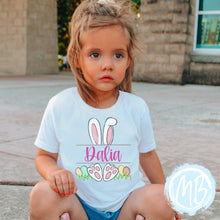 Load image into Gallery viewer, Pink Bunny with name Toddler & Youth Tee