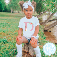 Load image into Gallery viewer, Pink Floral Bunny with initial Tee