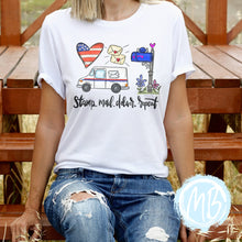 Load image into Gallery viewer, Stamp Mail Deliver Repeat Tee | Profession | Mail | Women's Tee | Short Sleeve |