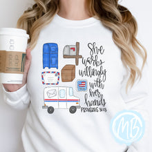 Load image into Gallery viewer, Postal Works Willingly Sweatshirt | Mail | Women's Sweatshirt | Mail Carrier | Postal |