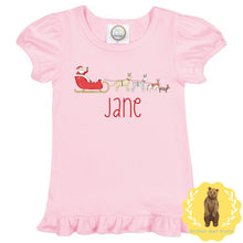 Load image into Gallery viewer, Santa's Helper Ruffle Tee Shirt | Girls | Short Sleeve | Holiday | Long Sleeve |