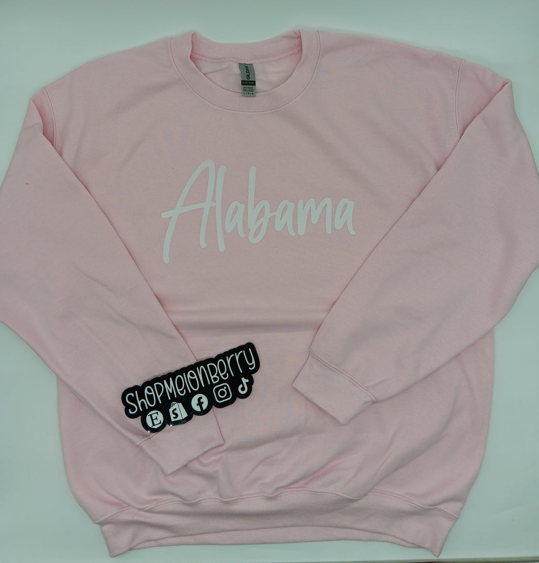 Pink Alabama Puff Vinyl Tee or Sweatshirt