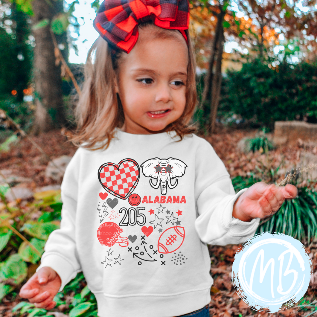 Alabama Game Day Collage Sweatshirt | Fall | Toddler | Baby | Girl | School Spirit | Football |
