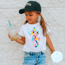 Load image into Gallery viewer, Colorful Sea Horse Tee | Toddler | Girl | Youth | Summer |
