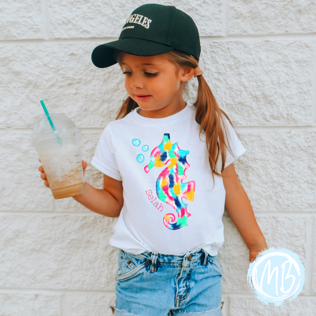Colorful Sea Horse Tee | Toddler | Girl | Youth | Summer |