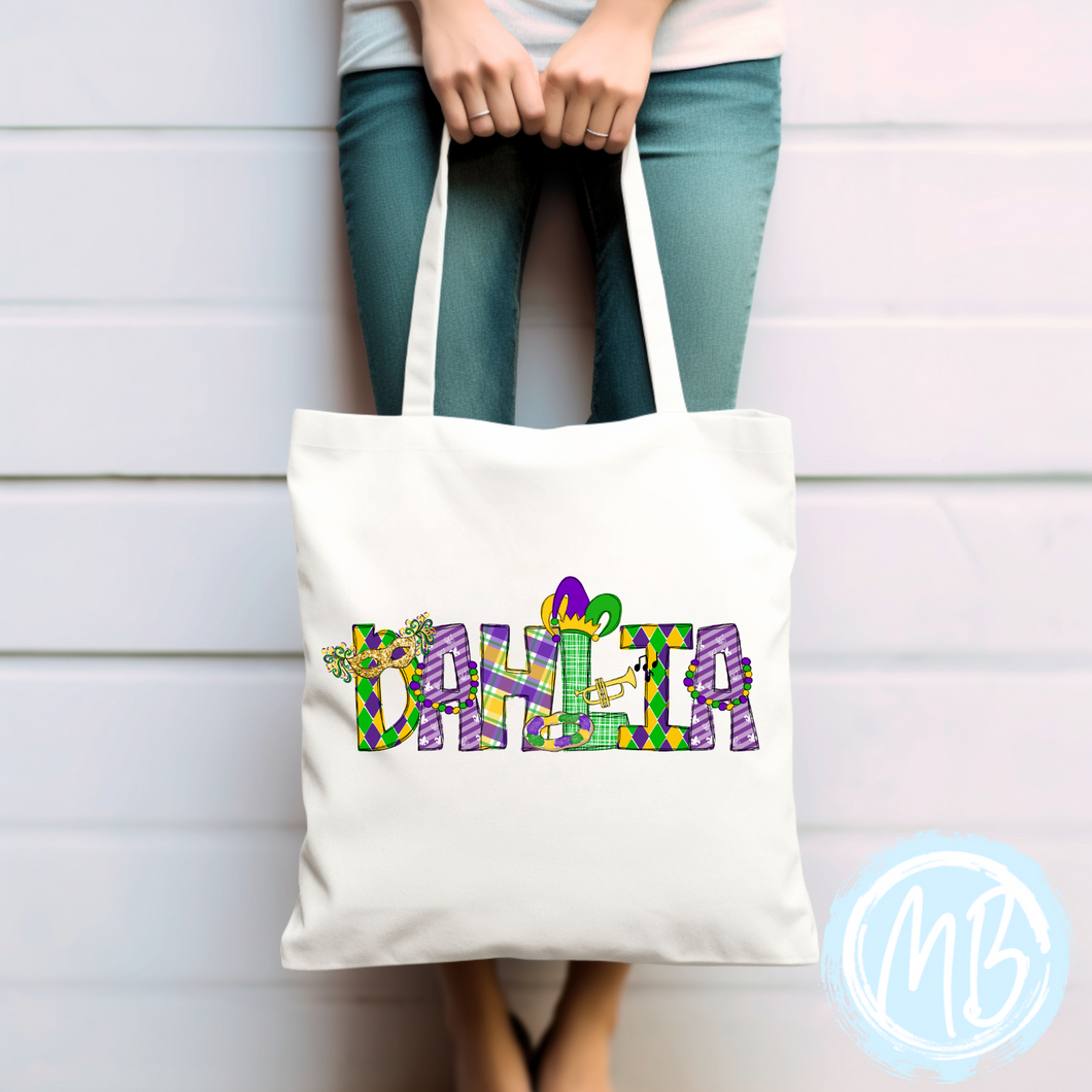 Mardi Gras Name Tote