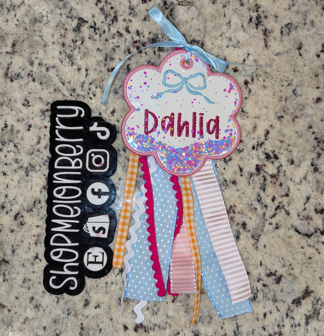 Blue Bow Scalloped Bag Tag