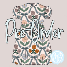 Load image into Gallery viewer, Retro Flowers and Bows Dress- PREORDER
