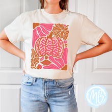 Load image into Gallery viewer, Groovy Pumpkin &amp; Flowers Adult Tee
