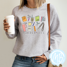 Load image into Gallery viewer, Teacher Life Sweatshirt | School | Women&#39;s Sweatshirt | Back-To-School |
