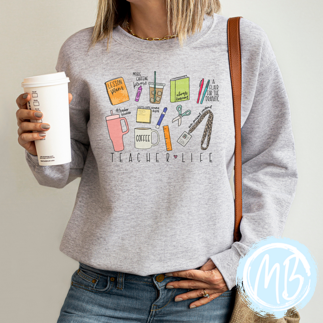 Teacher Life Sweatshirt | School | Women's Sweatshirt | Back-To-School |