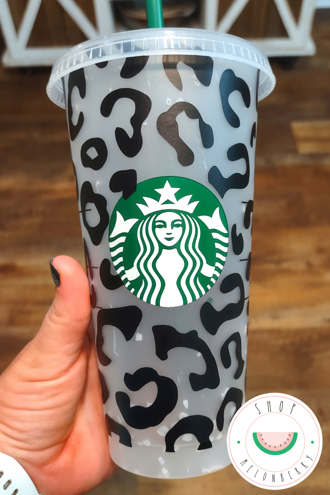 Black Leopard Print Reusable Starbuck Cold Cup