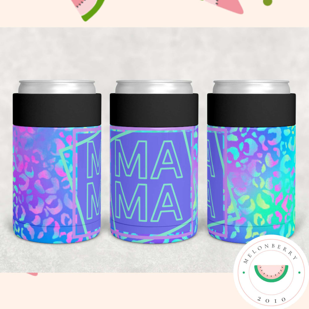 Neon Rainbow Mama Can Cooler, Tumbler or Water Bottle