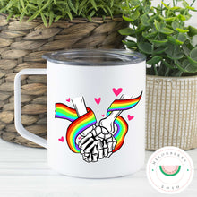 Load image into Gallery viewer, Skelly Hands With Rainbow Can Cooler, Tumbler or Travel Mug
