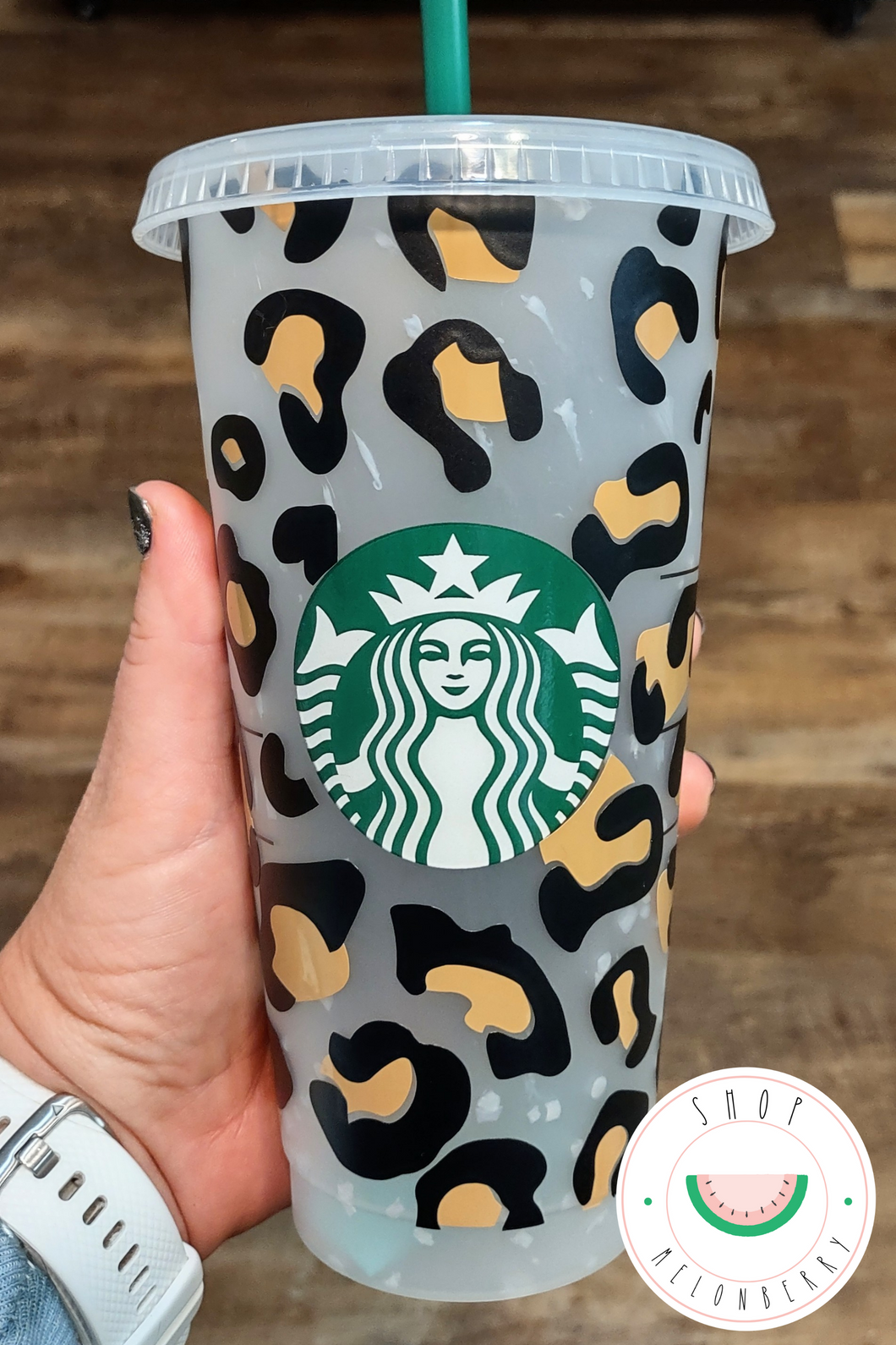 Black & Tan Leopard Print Reusable Starbuck Cold Cup