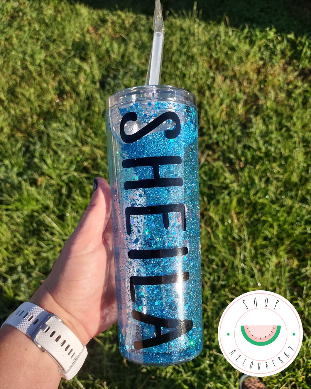 Blue with Paw Print Snow Globe Tumbler