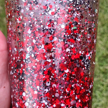 Load image into Gallery viewer, Red, Black &amp; White with Footballs Snow Globe Tumbler
