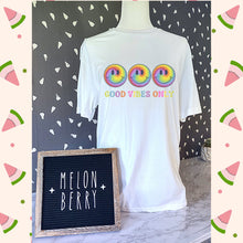 Load image into Gallery viewer, Good Vibes Only Tie Dye Smiley Tee | Smiley | Adult Tee | Youth Tee | Toddler Tee | Smiley Face |
